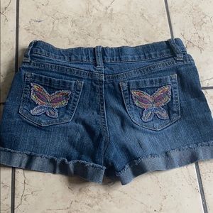 Girls Jean Shorts With Butterfly Design